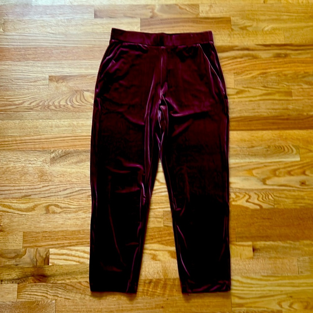 LOFT Velvet Pants in Burgundy